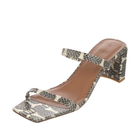 By Far Tanya Snake Print Block Heel Leather Two Strap Sandal 40 10 - Picture 7 of 9